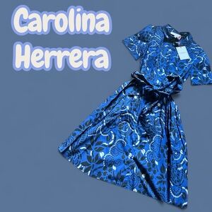 • New Listing • Carolina Herrera Vibrant Blue Patterned Dress •